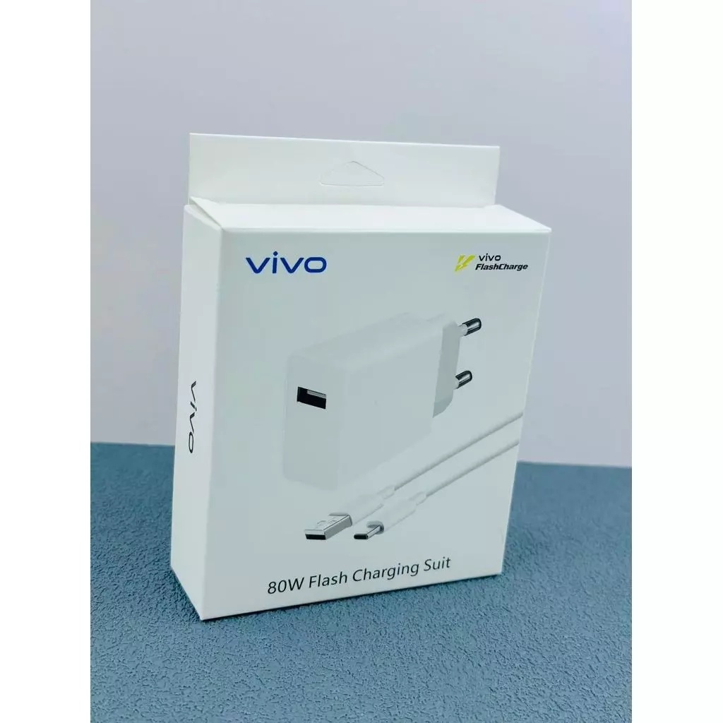 Chính Hãng Vivo 80W FlashCharge Sạc Nhanh EU Cắm USB Type-C Cáp Trọn Bộ Với Hộp Bán Lẻ Cho Vivo V70 