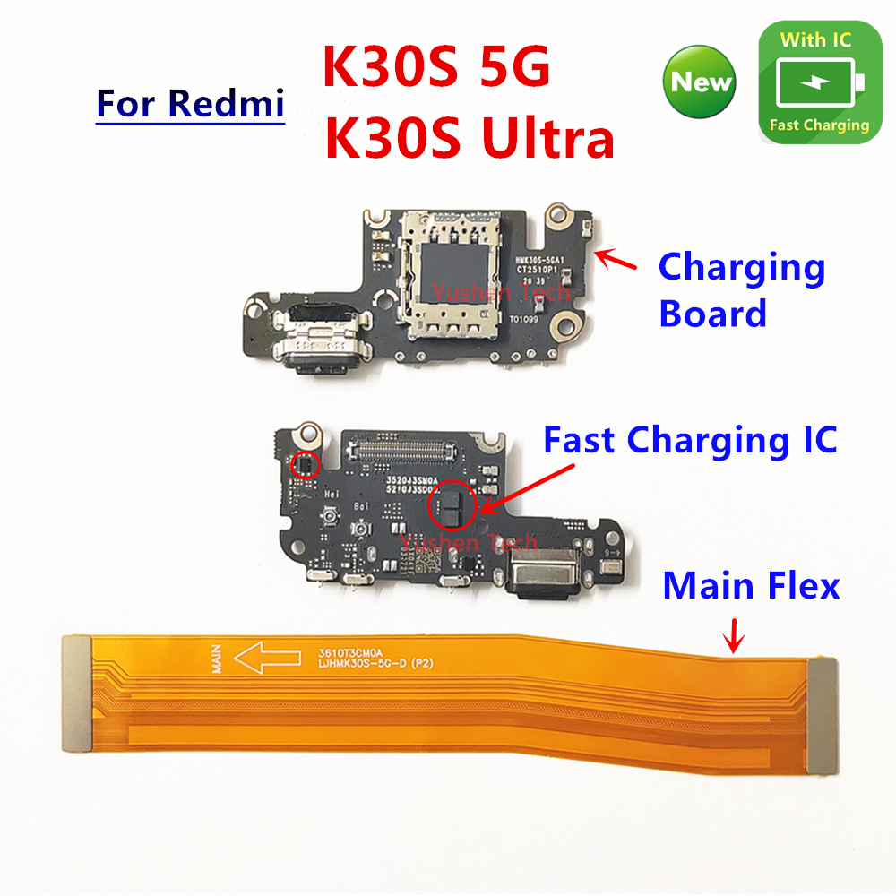 Dành Cho Xiaomi Redmi K30S / K30S Ultra USB Sạc Ban Cổng Sạc Đầu Nối Cáp flex Chính Khe Cắm Thẻ SIM 