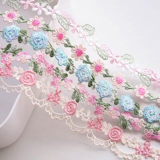 2 Sân Nhiều Màu Sắc Ren Hoa Viền, 5 Phong Cách Thêu Hoa Móc Ren Ruy Băng May Váy Cưới Thủ Công DIY