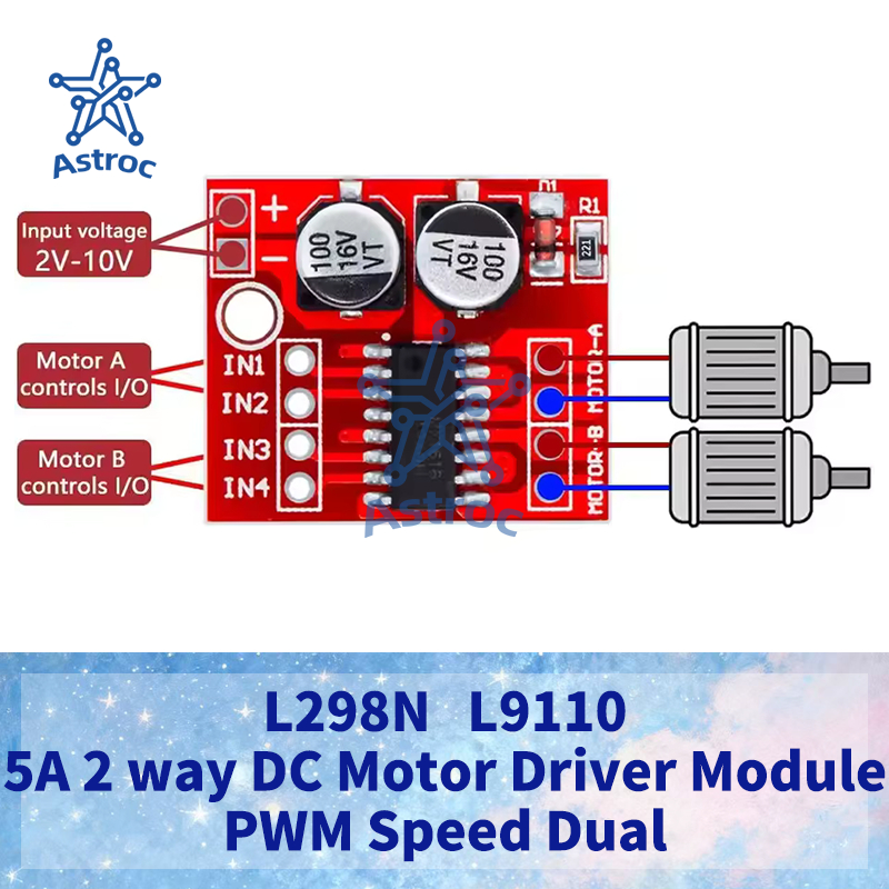 1-5 chiếc Mini L298N DC Motor Driver, MX1508 Mini Dual Channel 1.5A 2 chiều Bộ điều khiển tốc độ PWM