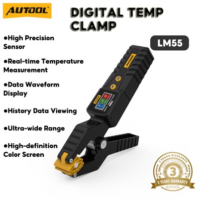 AUTOOL LM55 Kẹp kiểm tra nhiệt độ kỹ thuật số -20~150°C Hiển thị dữ liệu dạng sóng Cảm biến chính xác Đo nhiệt độ thời gian thực