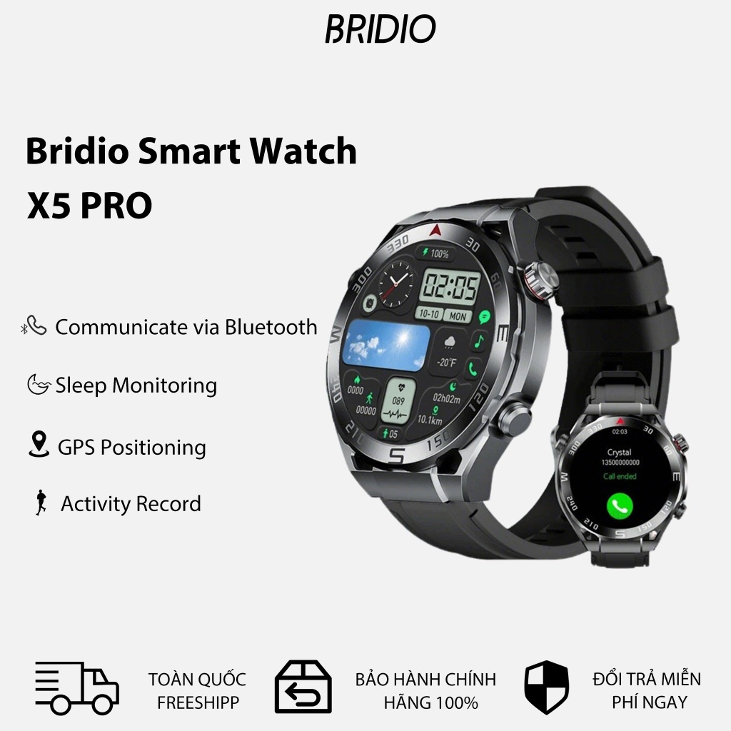 Bridio X5 Pro Max Đồng Hồ Thông Minh Hỗ Trợ Cuộc Gọi Tích Hợp Gps Chống Nước 5Atm Và Có Màn Hình Amoled Hd 1,43 Inch | BigBuy360 - bigbuy360.vn