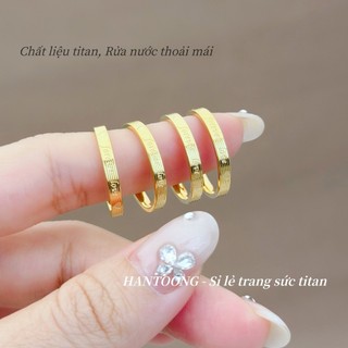 Nhẫn titan cao cấp không gỉ mạ vàng 24k khắc hoạ tiết trái tim xinh xắn