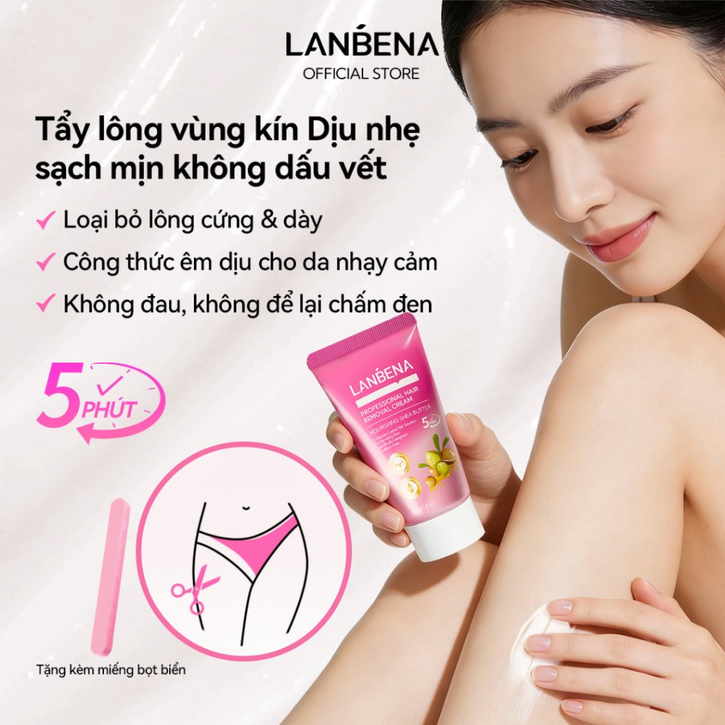 LANBENA Kem tẩy lông trái bơ -(40g)-hỗ trợ tẩy nhanh chóng dịu nhẹ, sạch gốc nang lông, tẩy lông chân tay, dưới cánh tay an toàn hiệu quả