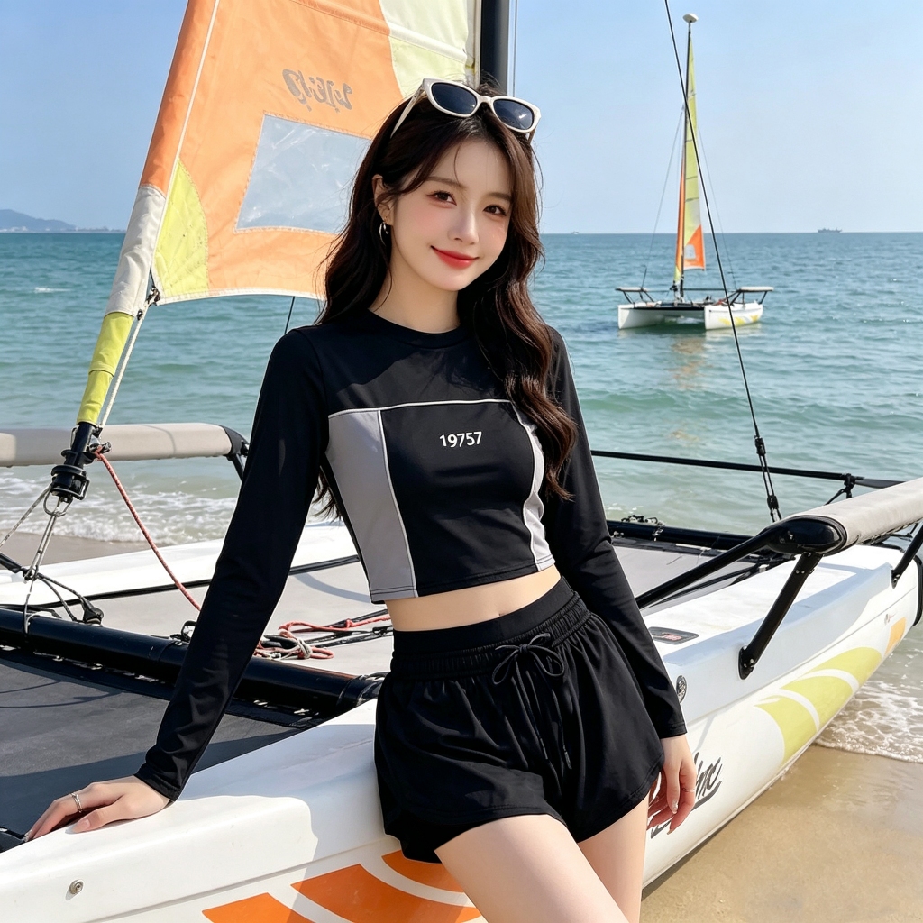 Bộ đồ bơi nữ mới – Hai mảnh, chất liệu chống nắng khô nhanh, màu xanh đen tùy chọn, phong cách Hàn Quốc thời trang – lựa chọn hàng đầu cho nữ đi biển và hồ bơi. | BigBuy360 - bigbuy360.vn