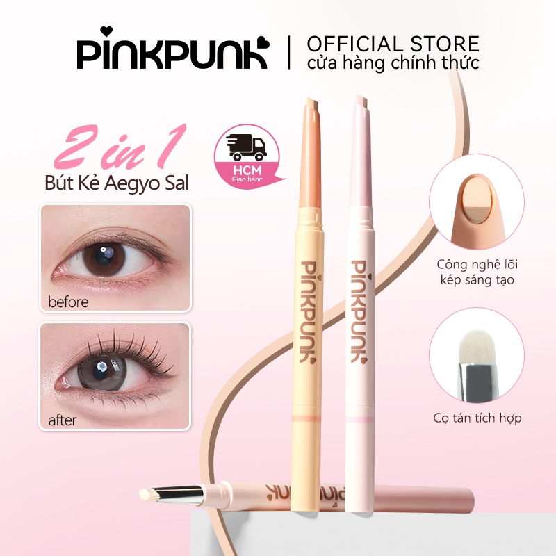 Bút vẽ bọng mắt 2 đầu PinkPunk Dolly Eyes Aegyo Sal Vẽ Đường Viền Và Đánh Sáng Tất Cả Trong Một Chống Thấm Nước Hiệu Ứng 3D Tự Nhiên Dễ Dùng Cho Người Mới Bắt Đầu