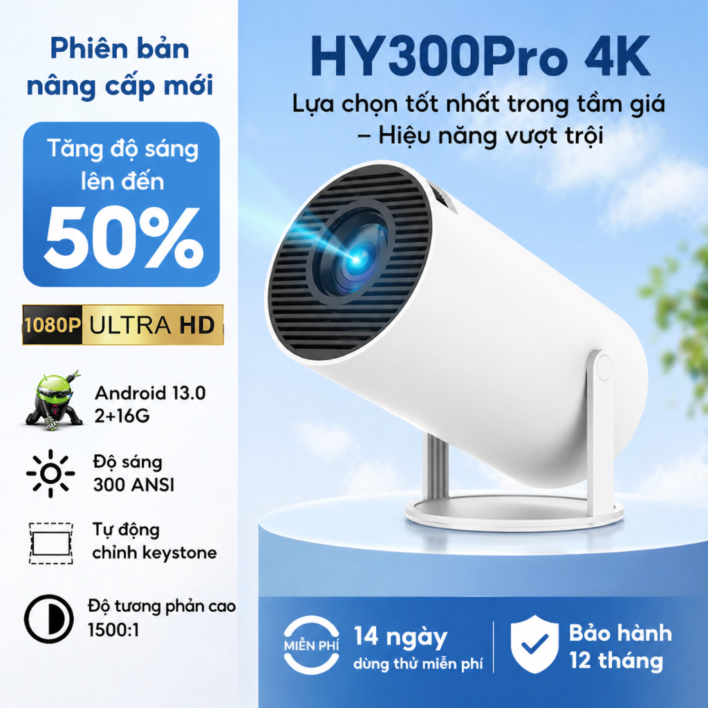 Lonaisci Máy chiếu HY300 pro 2+16G Android 13.0 4K máy chiếu di động máy chiếu mini kết nối với điện