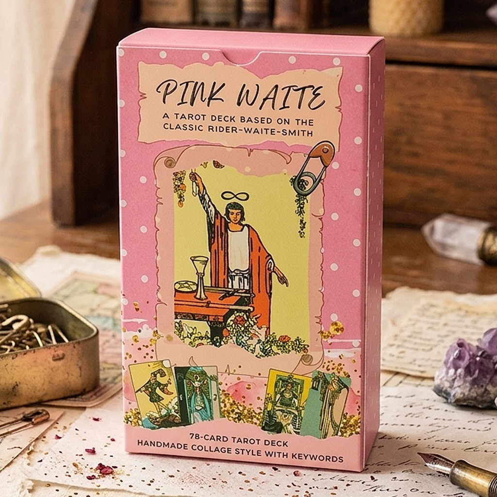 Pink Waite Tarot, The Dreamy Pink Collage Tarot Deck, 78 lá bài Tarot Kawaii thẩm mỹ có ý nghĩa, dập