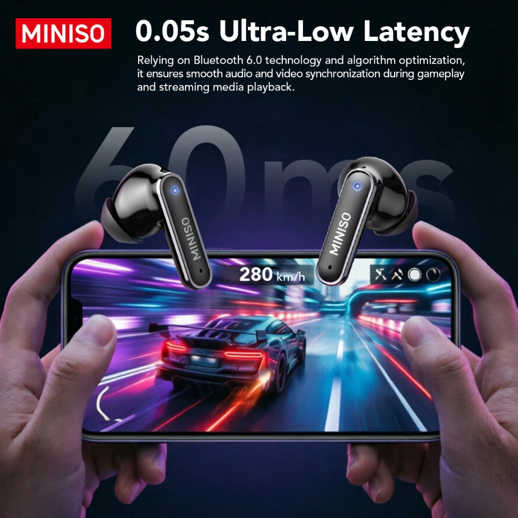 Bảo hành một năm Tai nghe Bluetooth MINISO MS128 ANC Giảm tiếng ồn kép HD Tai nghe không dây màn hình lớn Chất lượng âm thanh HiFi IPX5 Life Chống nước Tuổi thọ pin dài | BigBuy360 - bigbuy360.vn