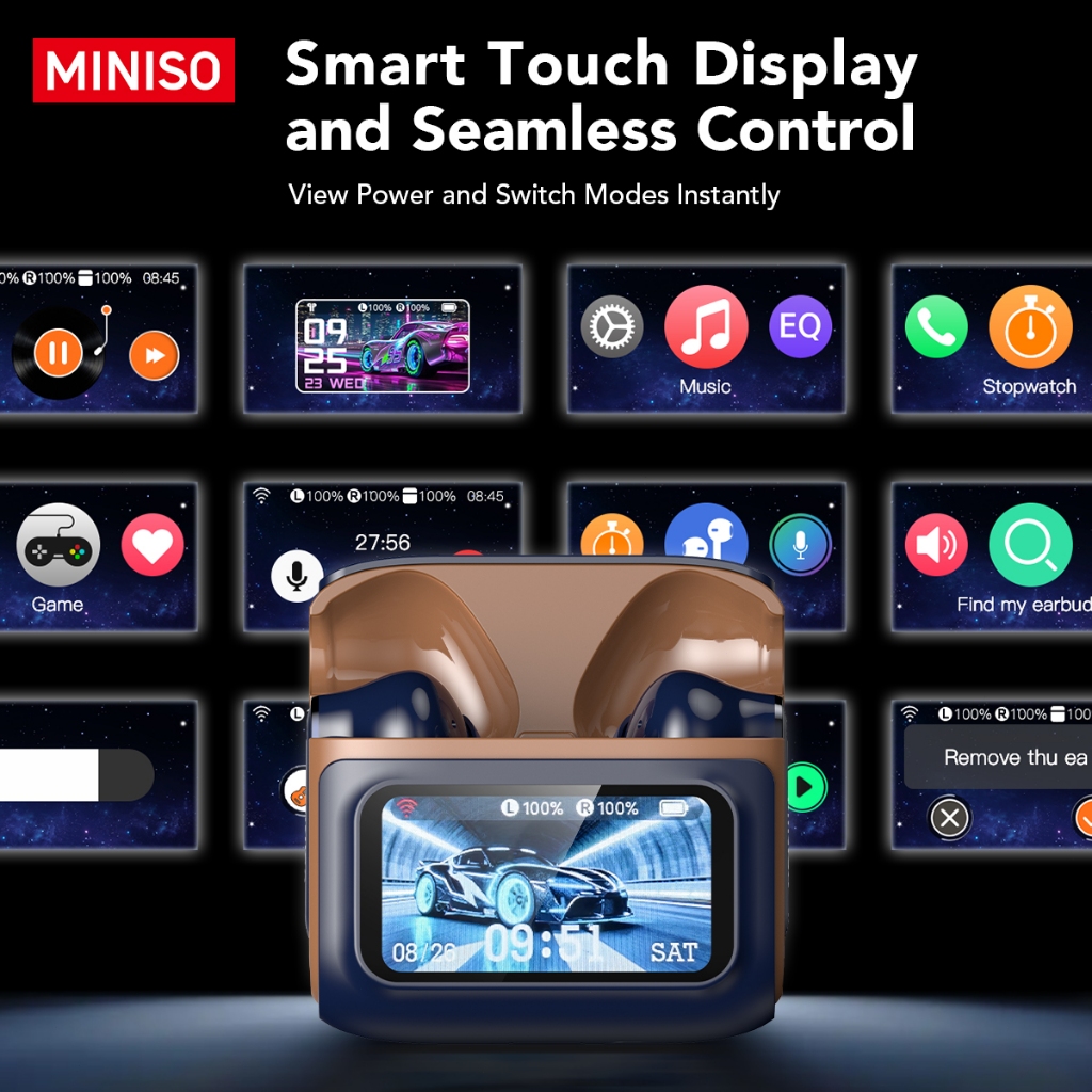 Bảo hành một năm Tai nghe Bluetooth MINISO MS128 ANC Giảm tiếng ồn kép HD Tai nghe không dây màn hình lớn Chất lượng âm thanh HiFi IPX5 Life Chống nước Tuổi thọ pin dài | BigBuy360 - bigbuy360.vn