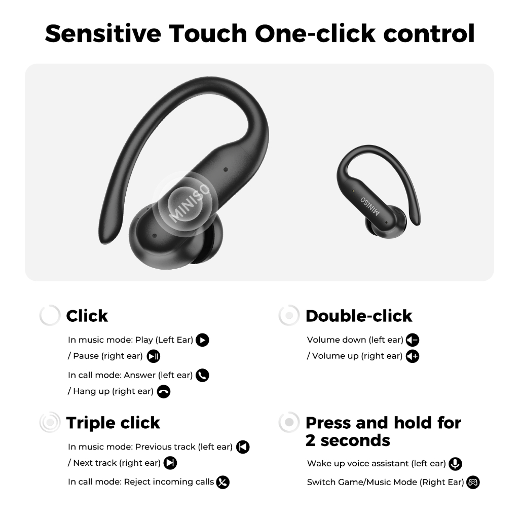 MINISO MS219 Tai nghe OWS Tai nghe Bluetooth 6.0 Tai nghe thể thao Tai nghe không dây Âm thanh HiFi Stereo Chất lượng âm thanh Hi-Fi Tai nghe chống ồn | BigBuy360 - bigbuy360.vn