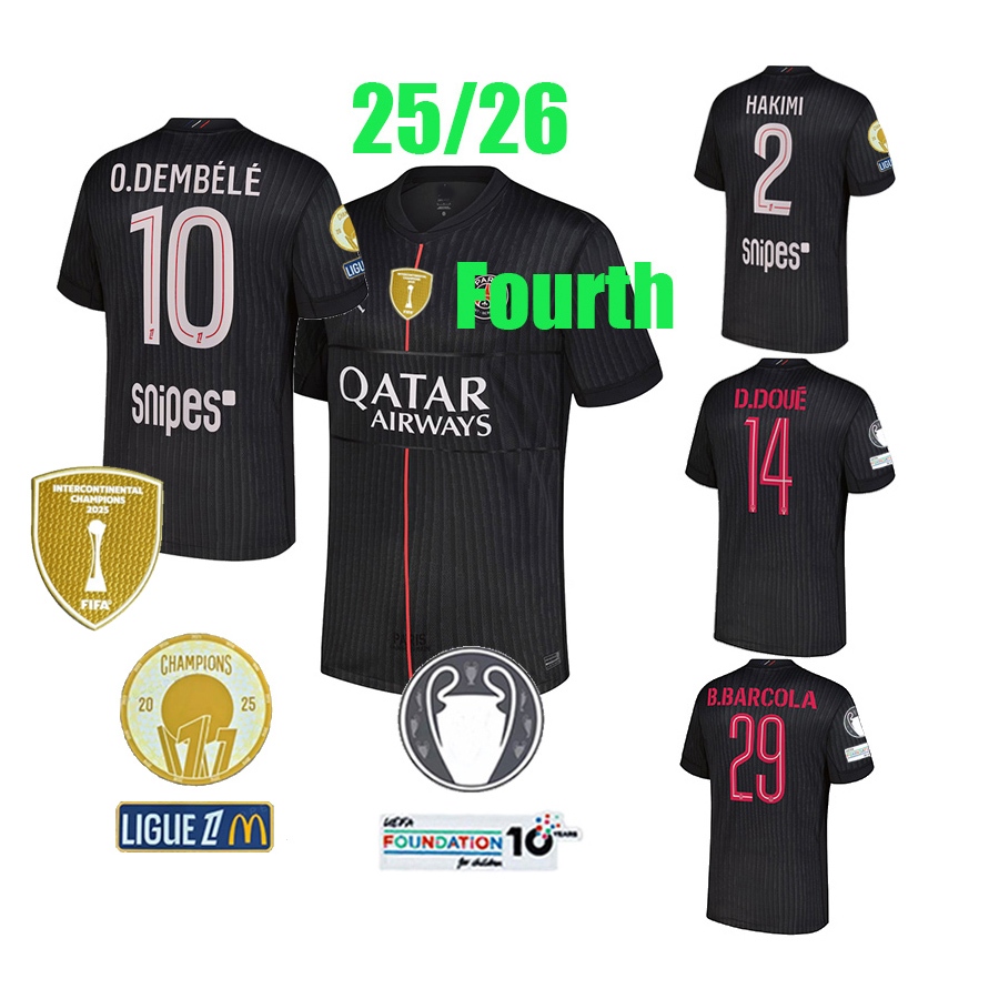 25 / 26 O.DEMBELE jersey 25 / 26 PSG jersey Vải bóng đá thứ tư KVARATSKHELIA D.DOUE VITINHA HAKIMI B