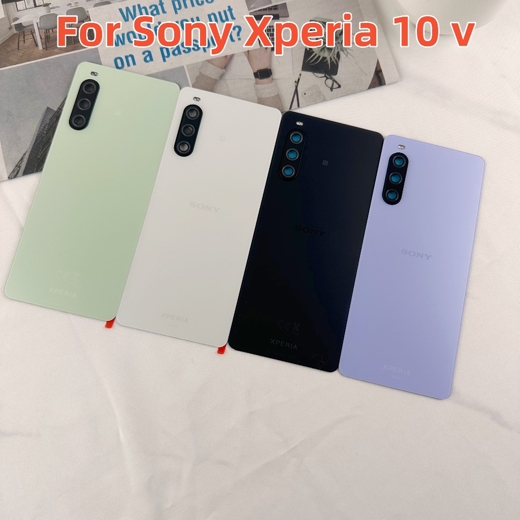 A + + + + Ốp điện thoại Kính Cho Sony Xperia 10 V 10V Ốp Pin Thay Thế Cửa Sau, Vỏ Sau XQ-DC72 Có Ống