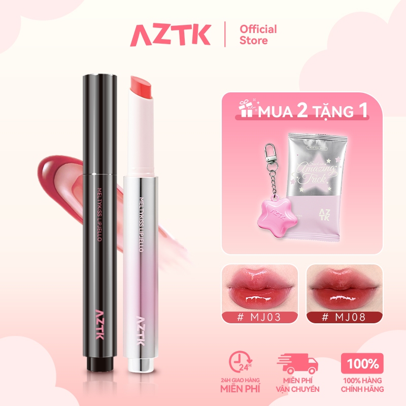 AZTK Son Thỏi Bóng Căng Bóng Mềm Môi Ẩm Mượt Tự Nhiên Màu Đẹp 1.9g