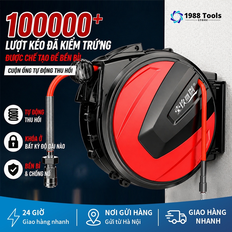 Chất liệu ống kẹp cát PU Máy cuộn khí quản có thể thu vào tự động dài 5m-20m Máy cuộn khí quản có thể thu vào tự động dài