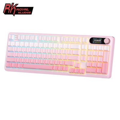 RK Royal Kludge RK S98 Pink Gradient 98 Key Tri-Mode RGB Có Dây Bluetooth 2.4G Không Dây 3 Chế Độ Với Màn Hình TFT