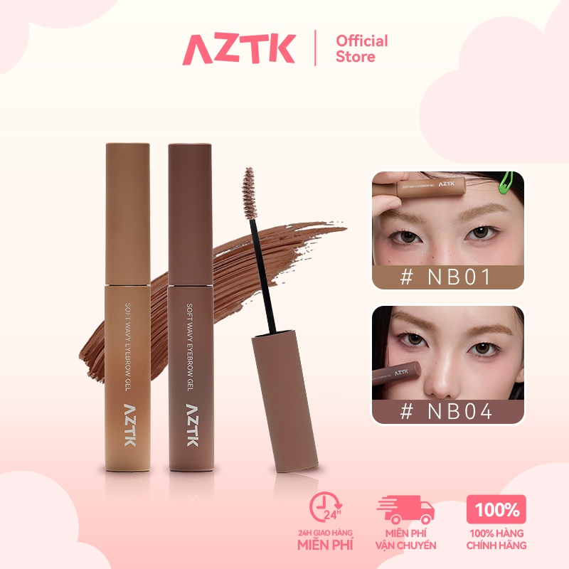 AZTK Mascara Lông Mày Kẻ Mày Tự Nhiên Chống Nước Lâu Trôi Không Lem 1.9g