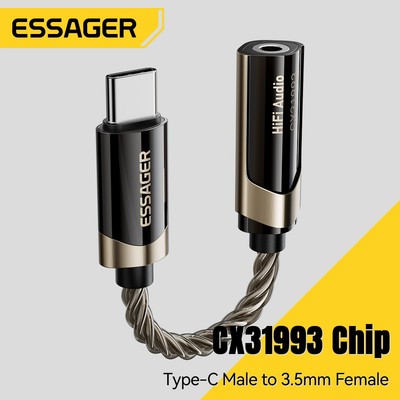 Cáp chuyển đổi âm thanh HiFi Essager Type-C sang 3,5mm - cắm và chạy tương thích rộng rãi