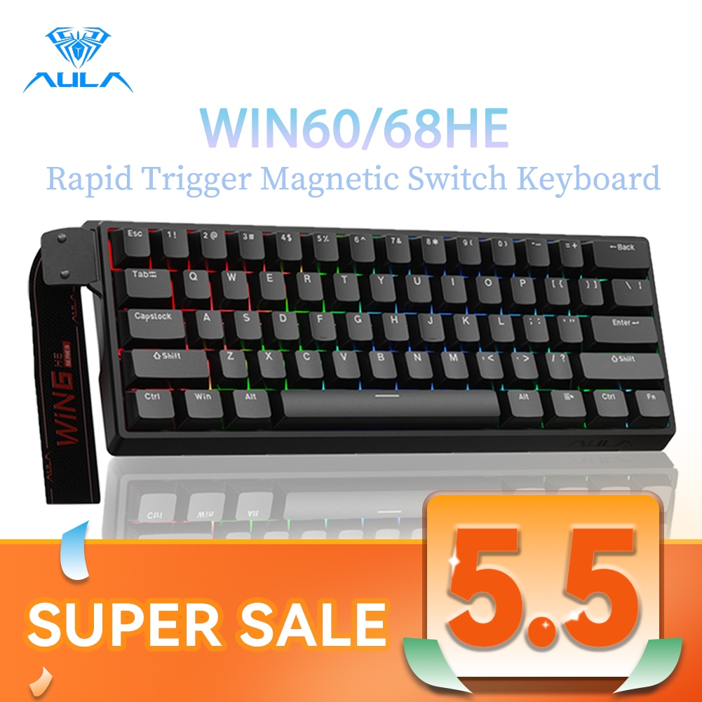 Bàn phím từ tính AULA WIN60 / 68HE RT Gaming Wired RGB Hot-swap 8kHz Bàn phím cơ có độ trễ thấp