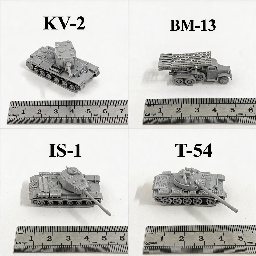 Mô hình xe tăng Mini tỷ lệ 1 / 144, in 3D, nhựa, sơn, xe tăng chiến đấu chính của Liên Xô Thế chiến 