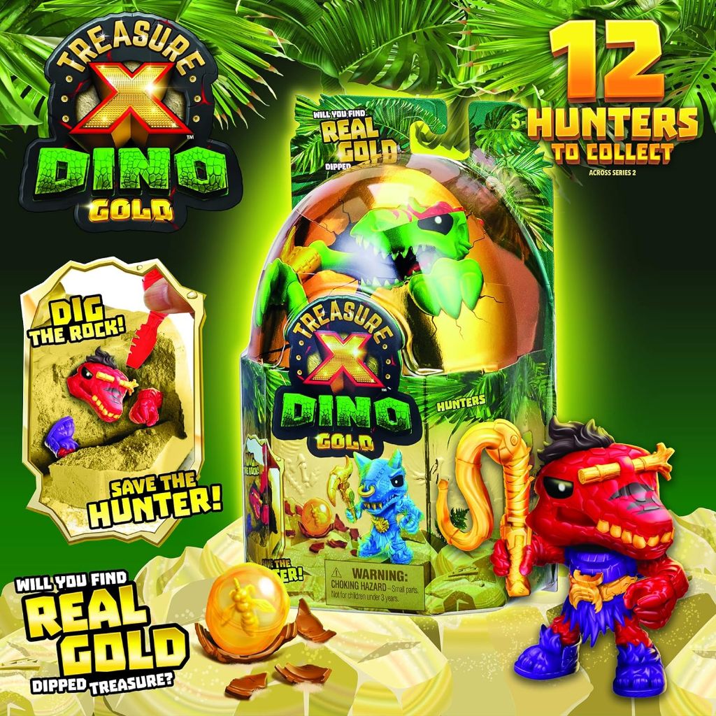 TREASURE X Dino Gold Dino Gói đơn Đồ chơi mở hộp đào và khám phá các nhân vật khủng long có thể sưu 