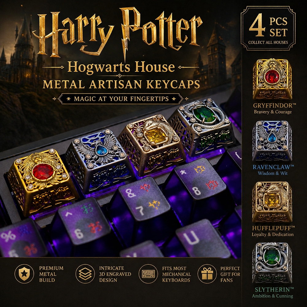 Hogwarts Bốn Ngôi Nhà Kim Loại Artisan Keycap Đèn Nền Bàn Phím Cơ Tùy Chỉnh Keycap Quạt Sưu Tập Quà 