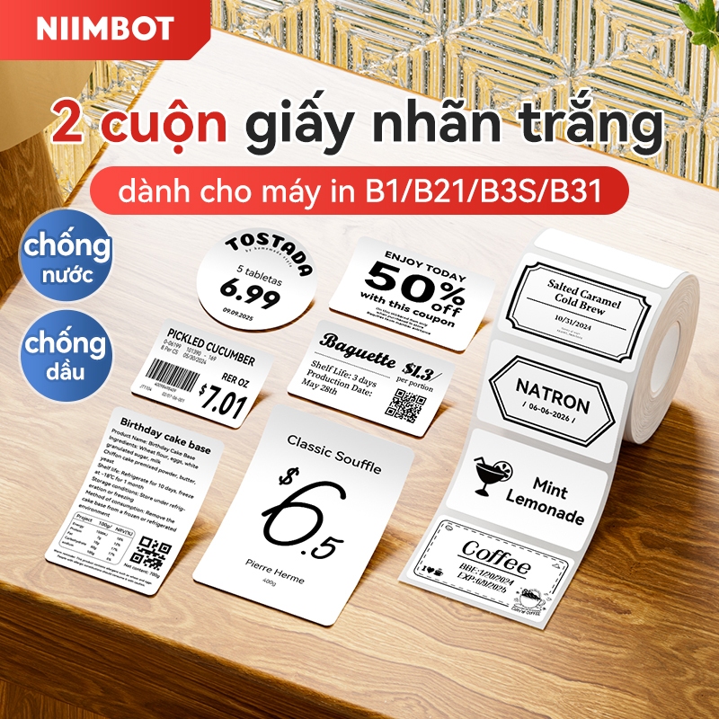 (2Rolls)Niimbot Thermal Label Sticker Printing Tag Commodity Price Tag For B21/B1/B3S Printer