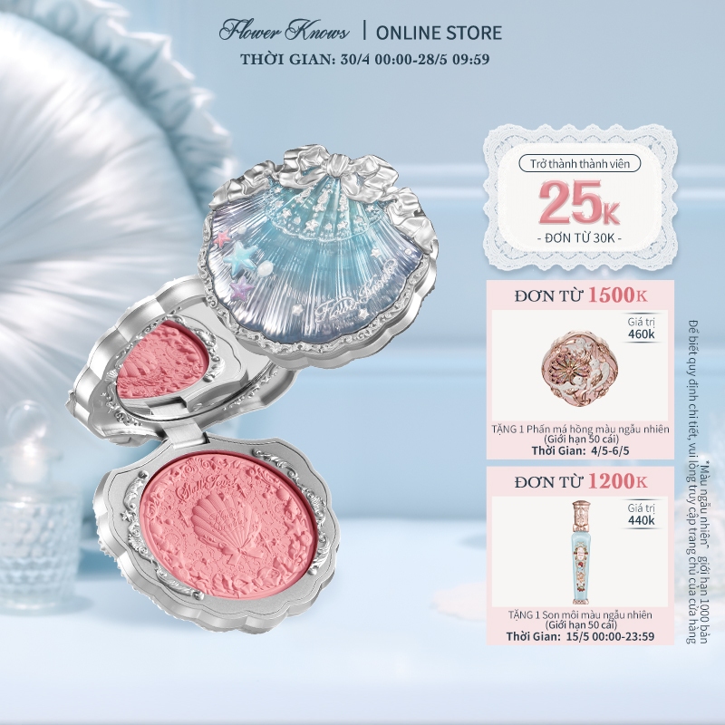 Phấn Má Hồng Flower Knows Shell 's Jewel Bộ Sưu Tập Bột mềm Mịn Lì Lên Chuẩn Màu Blush Powder  5g | BigBuy360 - bigbuy360.vn