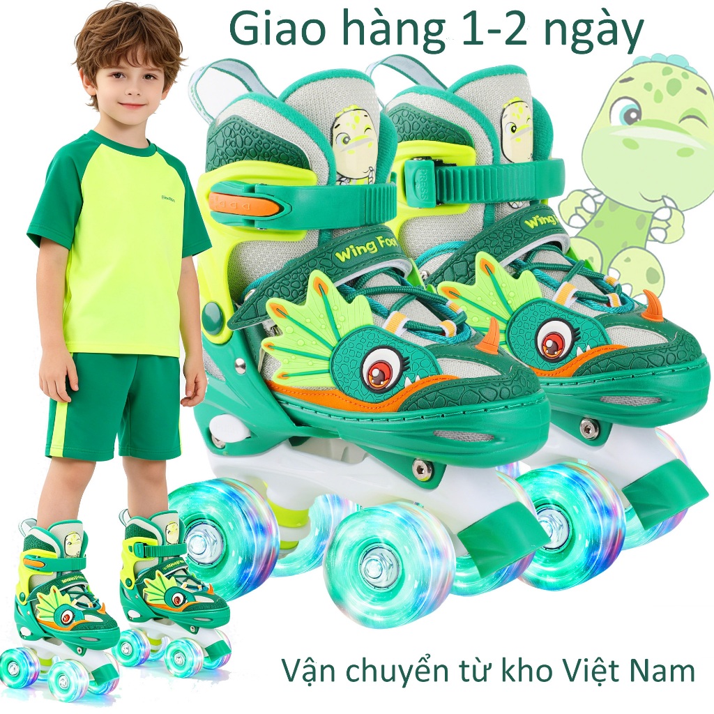 Giày patin trẻ em Giày trượt patin Patin trẻ em Giày trượt khủng long cho bé trượt roll cho bé trai 
