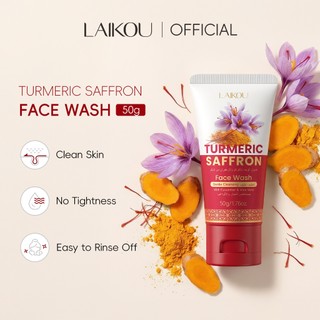 Sữa Rửa Mặt Saffron Nghệ LAIKOU 50g - Sữa Rửa Mặt Làm Sáng & Làm Sạch | Với chiết xuất lô hội & dưa chuột - Sữa rửa mặt hàng ngày nhẹ nhàng, không săn chắc cho mọi loại da