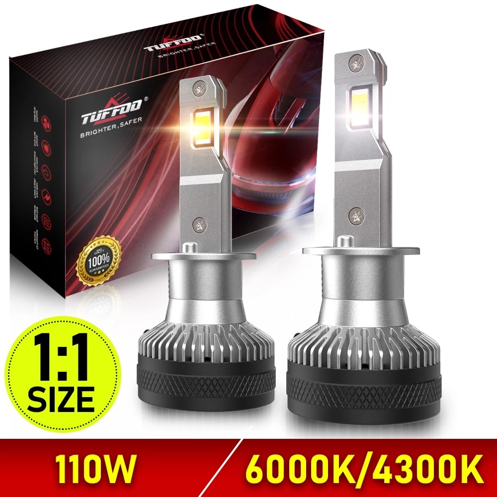 Tuffoo M5 [Kích thước 1: 1] 2 Bóng đèn pha LED H1 cho ô tô Canbus Cắm và chạy 6000K Trắng / 4300K Tr