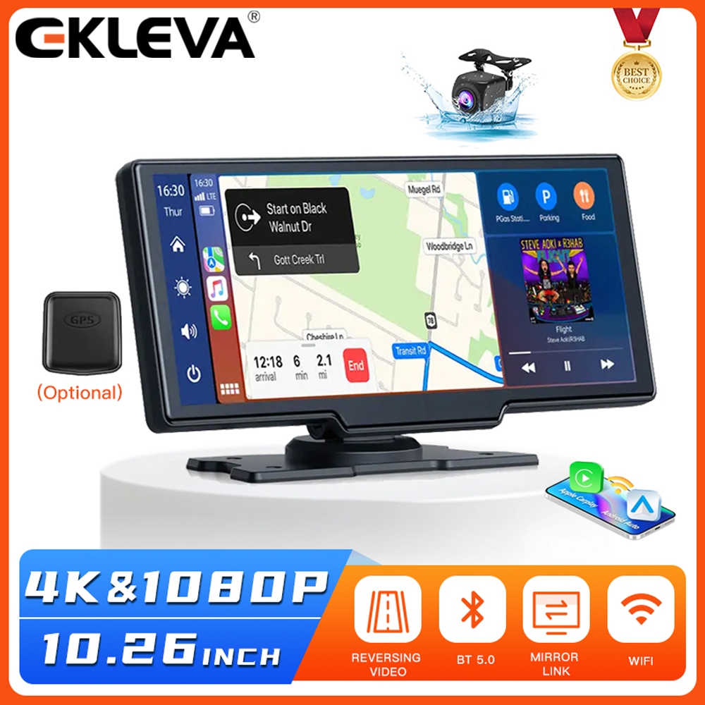 Elkeva Camera hành trình 10.26inch 4K WIFI Carplay Android Auto Mirroring không dây