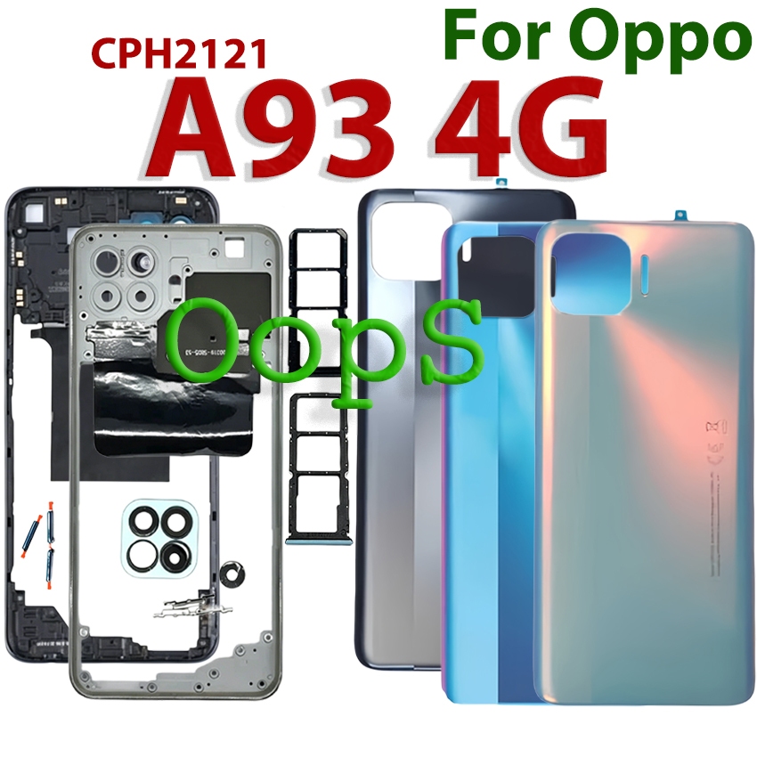 Mới Full Housing + Khay Sim Cho OPPO A93 4G CPH2121 2121 Khung Trước Viền Lưng Pin + Khung Giữa + Bộ