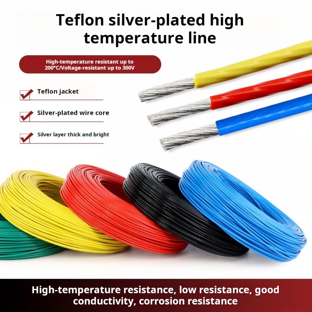 30AWG --6 2 Dây Mạ Bạc Teflon Dây Nhiệt Độ Cao 0.2 0.35 0.5 2 Vuông Dây Teflon Tai Nghe Kết Nối Dây 