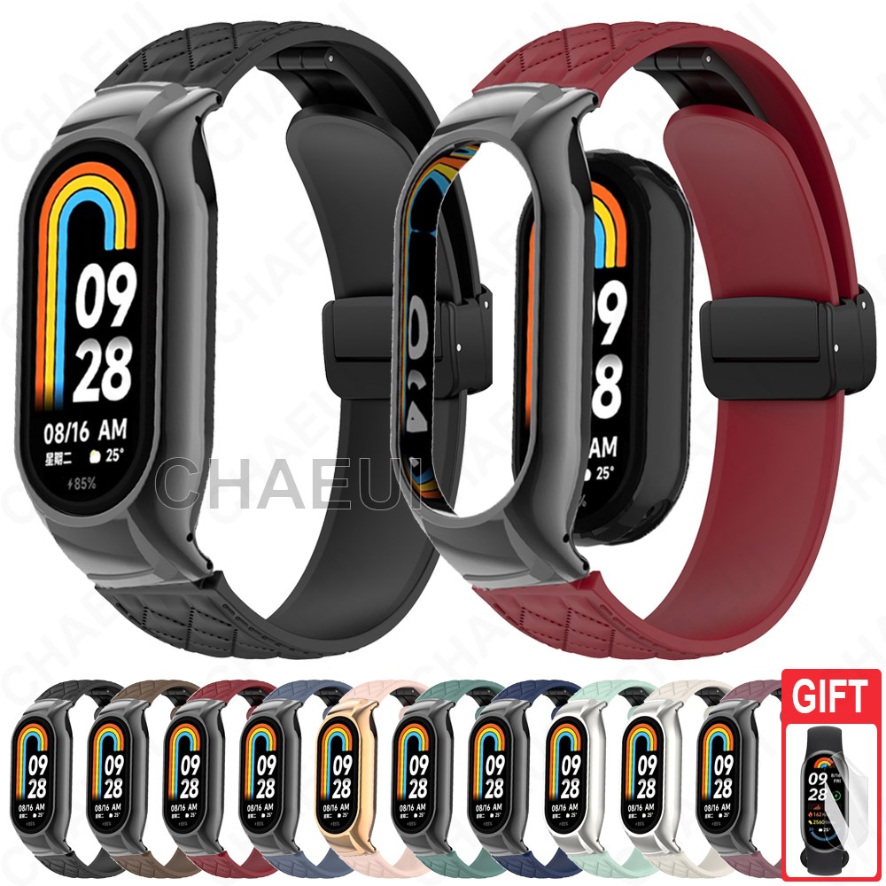 Dây đeo silicon có khung Phụ kiện vòng tay cho Xiaomi Smart Band 10 9 8 / Band 10 Ceramic Edition