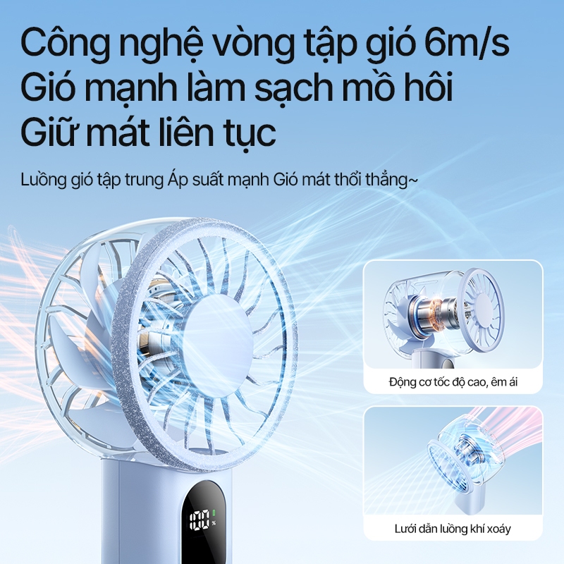 Quạt mini cầm tay Aecooly Halo 03 led Màn Hình sạc quạt để bàn Quạt cầm tay cầm tay 5 tốc độ USB có thể sạc lại Mini cá nhân chạy bằng pin Quạt làm mát bỏ túi nhỏ | BigBuy360 - bigbuy360.vn