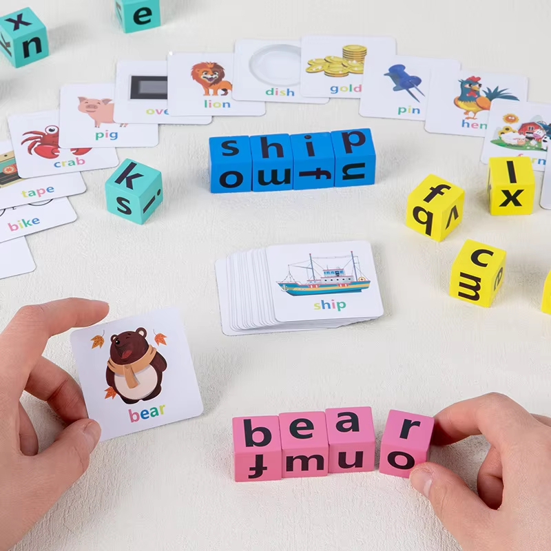 【Educational Toys】Letter Spelling Block Flash Cards Game English Words Early Learning Educational Pu