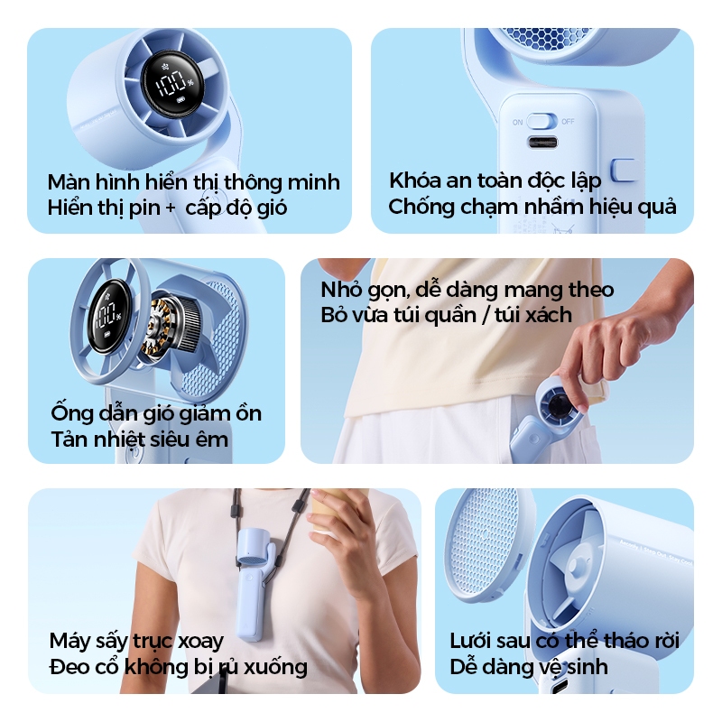 Quạt Cầm Tay Mini Aecooly AirGimbal Quạt cầm tay cầm tayQuạt ống khí Turbo mạnh mẽ丨Portable Handheld Fan Tốc độ cao 15000 vòng / phút, Thời gian làm mát tối đa 15 giờ, Thiết kế bỏ túi Mini 5 tốc độ | BigBuy360 - bigbuy360.vn