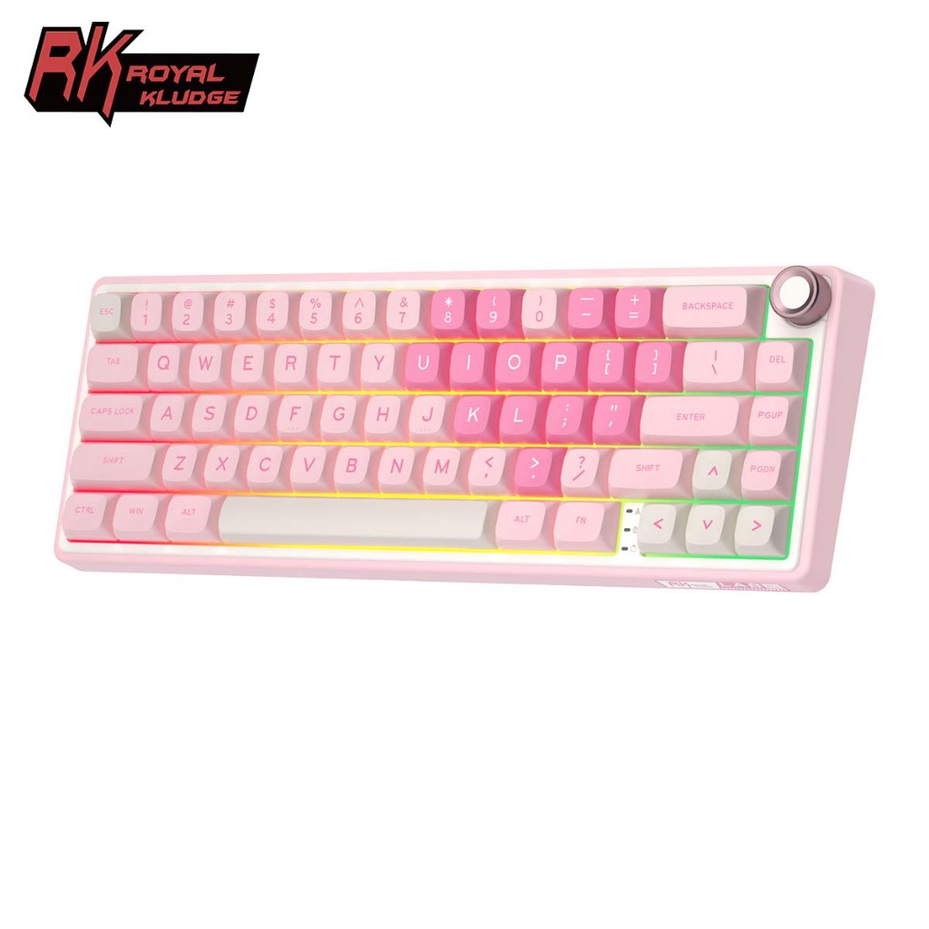 ROYAL KLUDGE RK R65 Miếng đệm giai điệu màu hồng Bàn phím cơ có dây nóng hoán đổi