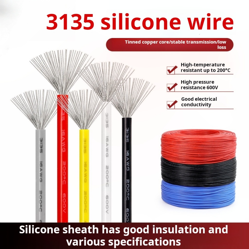 30AWG --10AWG 3135 Dây silicon Dây điện mềm đặc biệt 30 / 28 / 24 / 20 / 18 / 12 / 10awg Dây chịu nh