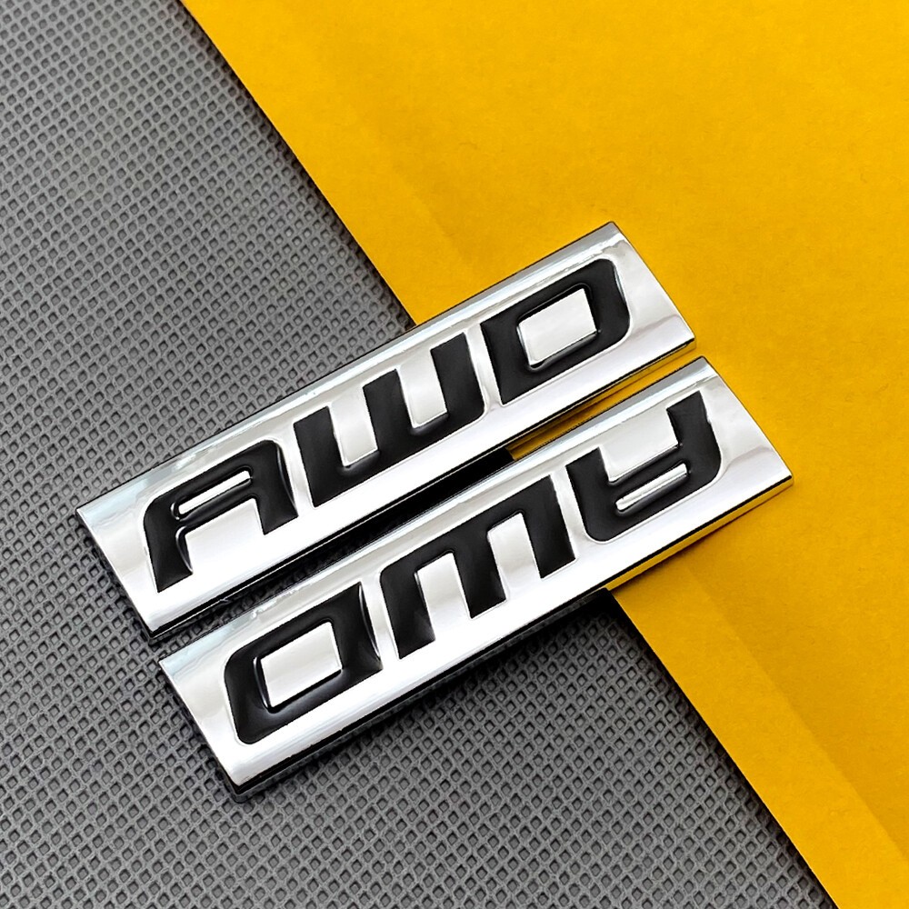 {Sẵn sàng} 2 gói Chrome Black Metal Full Wheel Drive Off-Road Vehicle Trunk Logo 4WD Huy hiệu thể th