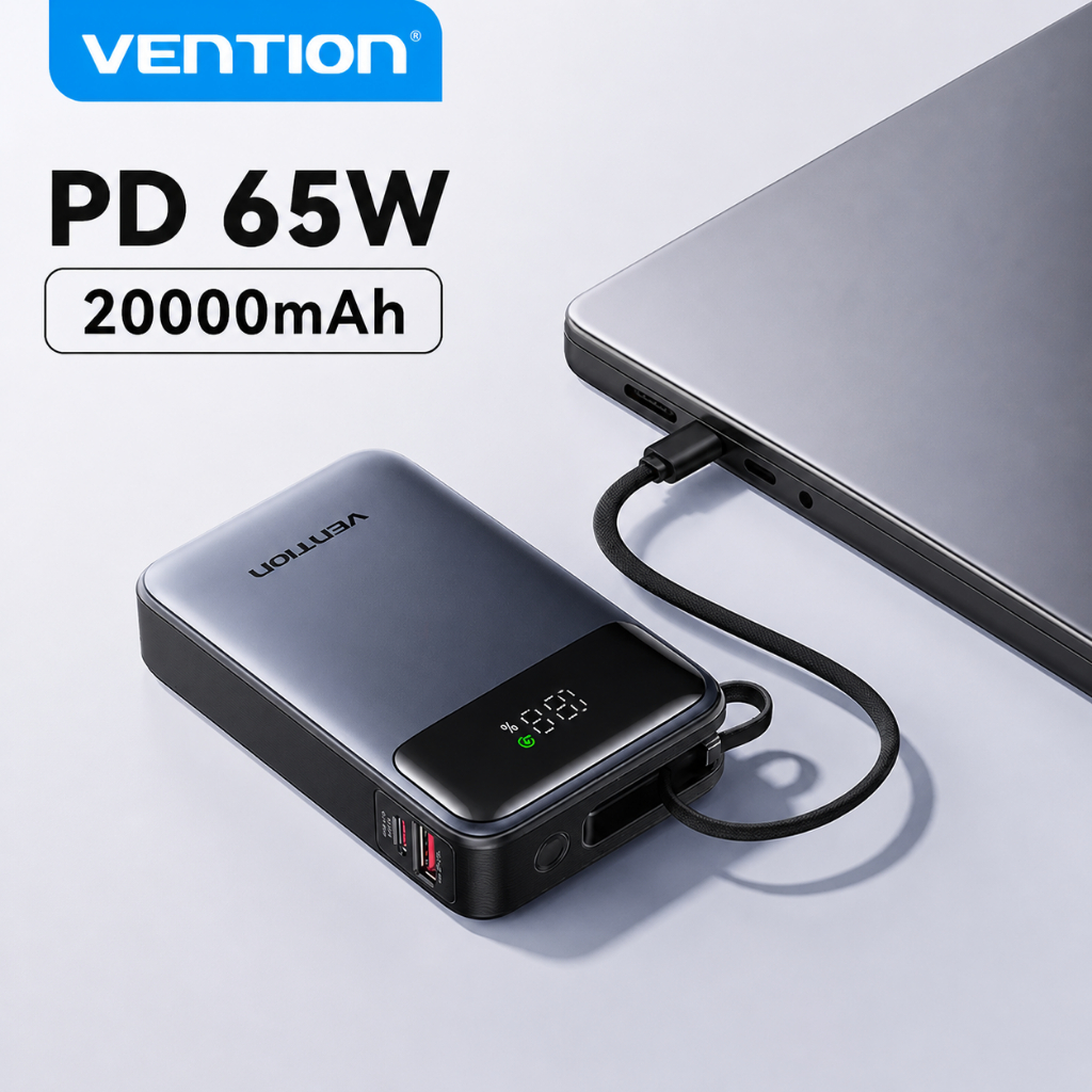 Vention Sạc dự phòng 65W – 20000mAh – Màn hình LED