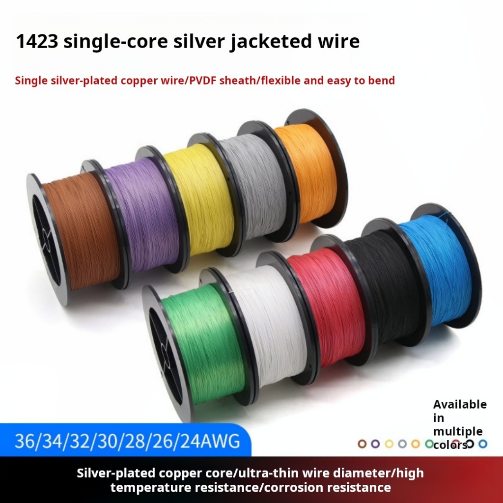 38AWG -24AWG 1423 lõi đơn mạ bạc Dây kết nối hàn PTFE 0K dây 38 36 34 26 24AWG dây siêu mịn