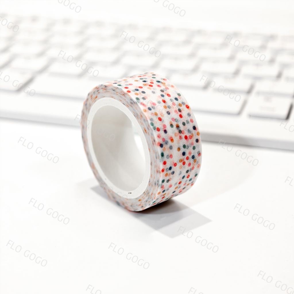 Colorful Chấm Bi Băng Keo Washi 15mm×5m Tiny Small Multi Color Scattered Chấm Bi Băng Keo Giấy Mini 