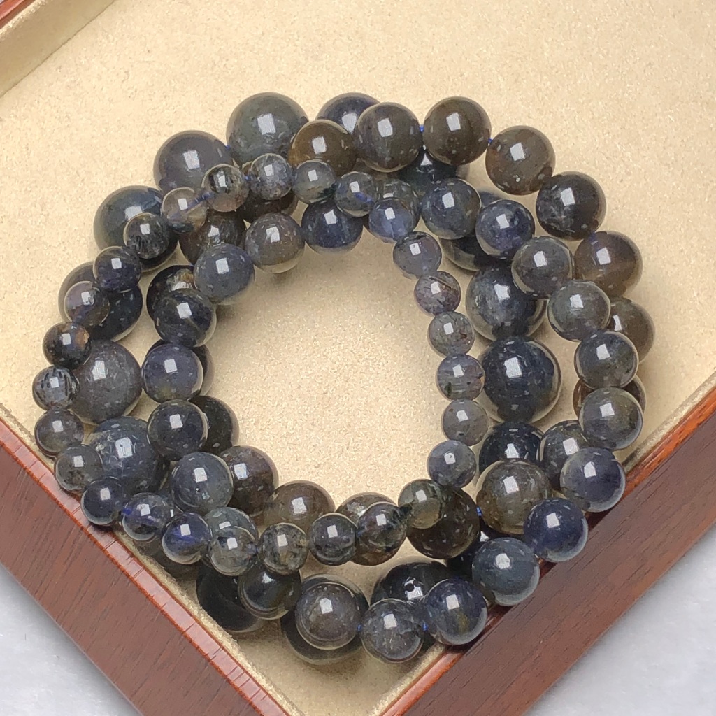 Vòng tay Iolite tự nhiên 7 / 8 / 10 / 12mm Ánh sáng pha lê nhịp điệu xanh