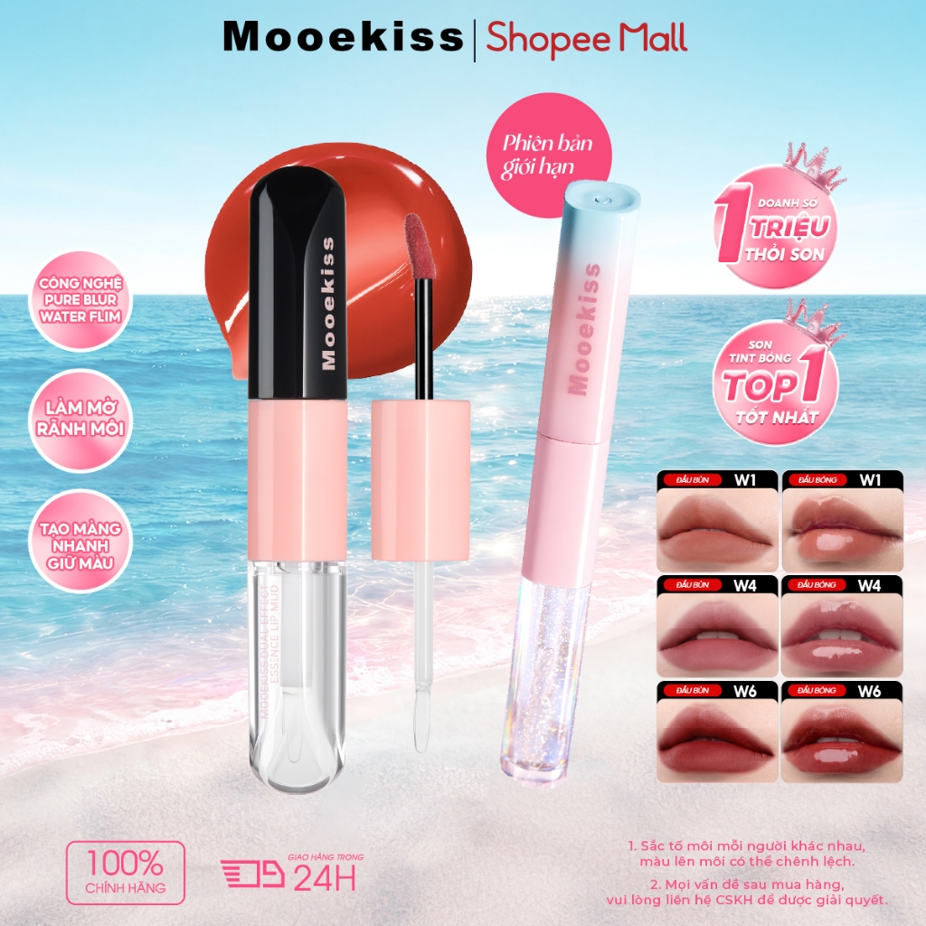 Son môi hai đầu Mooekiss đa chức năng, vừa tạo hiệu ứng lì mờ vừa có lớp bóng căng mọng tự nhiên | BigBuy360 - bigbuy360.vn