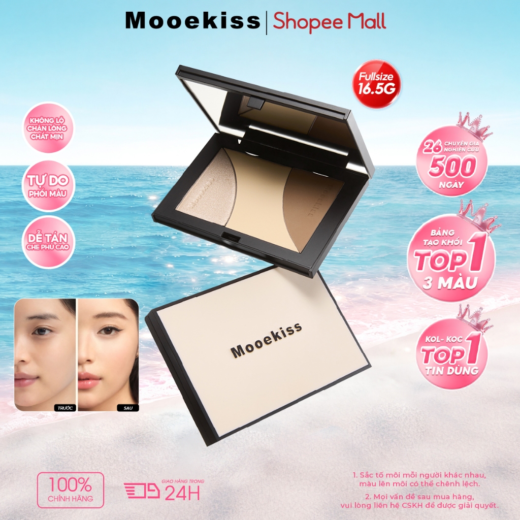 Bảng tạo khối Mooekiss 16.5g tích hợp phấn bắt sáng, kết cấu mịn, lâu trôi và hỗ trợ chống nước, phù hợp nhiều tông da | BigBuy360 - bigbuy360.vn