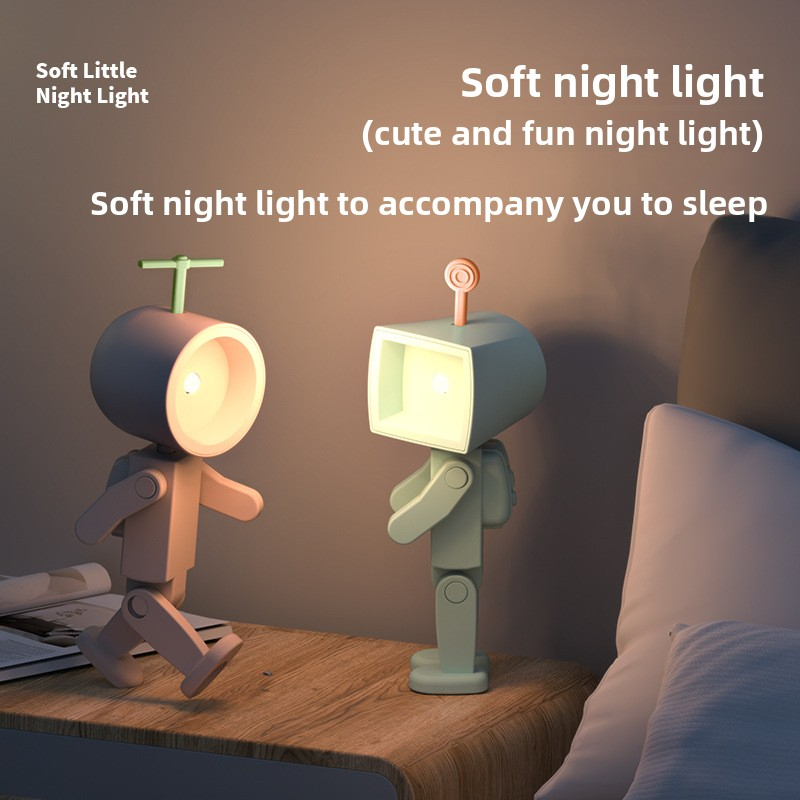 Led Mini Robot Trang Trí Máy Tính Để Bàn Khối Xây Dựng Trang Trí Spaceman Khí Quyển Ánh Sáng Spacema