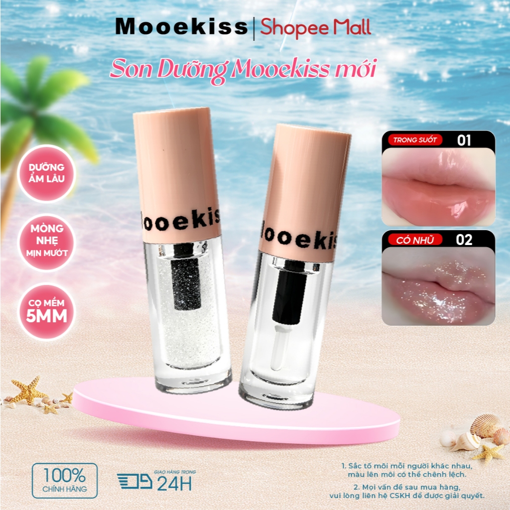 Son  dưỡng môi Mooekiss bóng trong suốt, son môi nhiều lớp, dầu dưỡng môi làm đầy môi, son bóng dưỡng ẩm như gương, cấp ẩm và màu sắc đậm đà | BigBuy360 - bigbuy360.vn