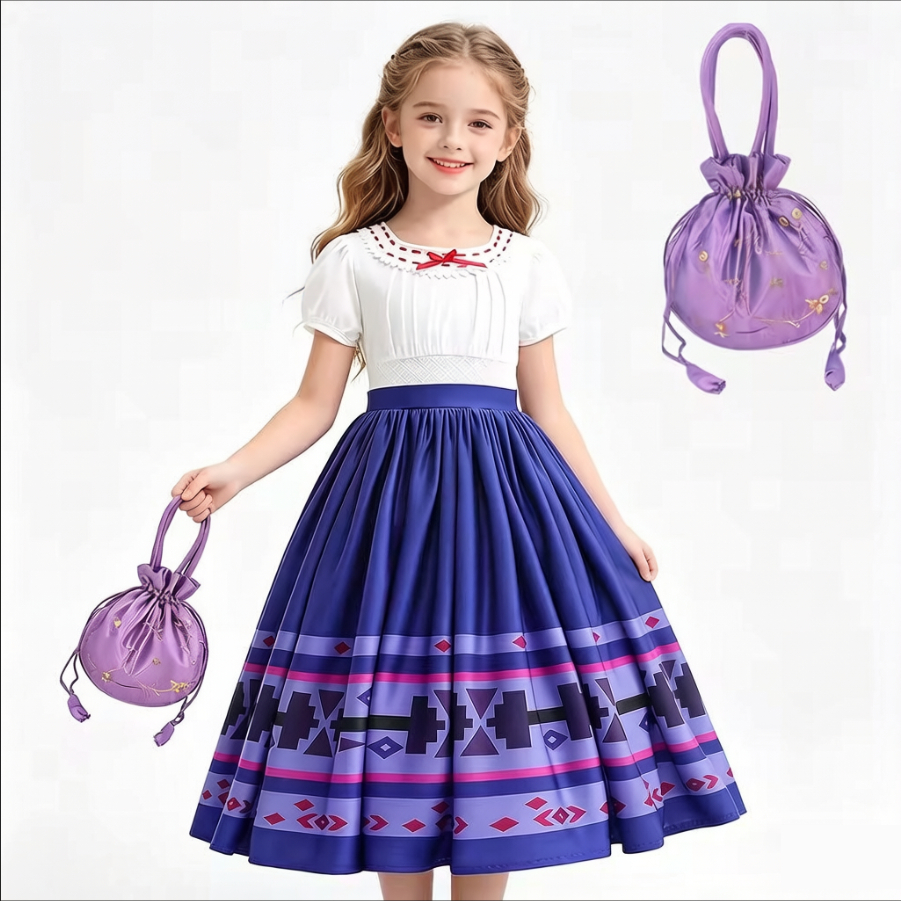 Bé Gái Mùa Hè Luisa Trang Phục Hóa Trang Cho Tiệc Halloween Công Chúa Encanto Đầm Tím Có Băng Đô